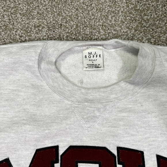 Vintage MSU Sweatshirt Embroidered Spell out Size Large Heather Grey Essentials - Picture 3 of 7